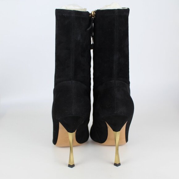 NEW Valentino Garavani Stretch Suede Sock Stiletto Boot Gold Heel | Runway Sleek - Picture 8 of 16